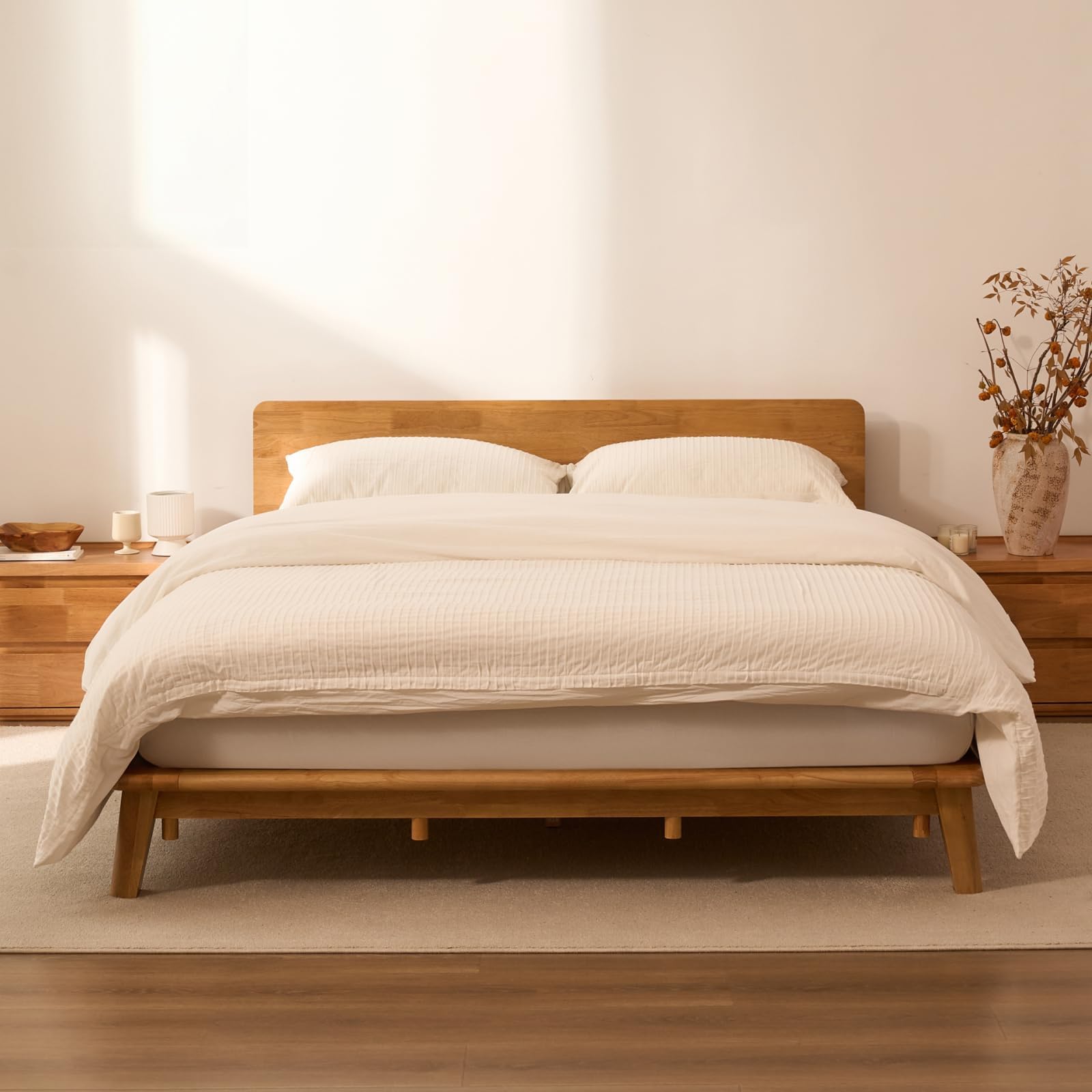 Amazon.com: FLEXISPOT Hako G1 Solid Wood Platform Bed Frame Queen
